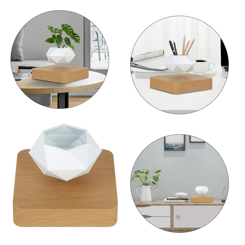 Magnetic Levitating Floating Planter — 360° Rotating Bonsai Pot, Desk & Home Decor