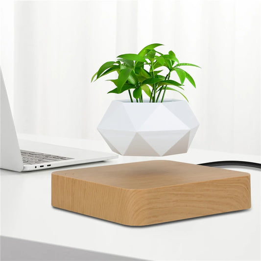 Magnetic Levitating Floating Planter — 360° Rotating Bonsai Pot, Desk & Home Decor
