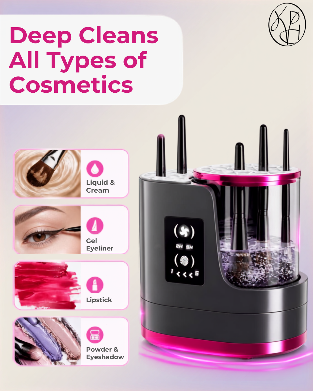 LumiClean: 3-in-1 Electric Makeup Brush Cleaner