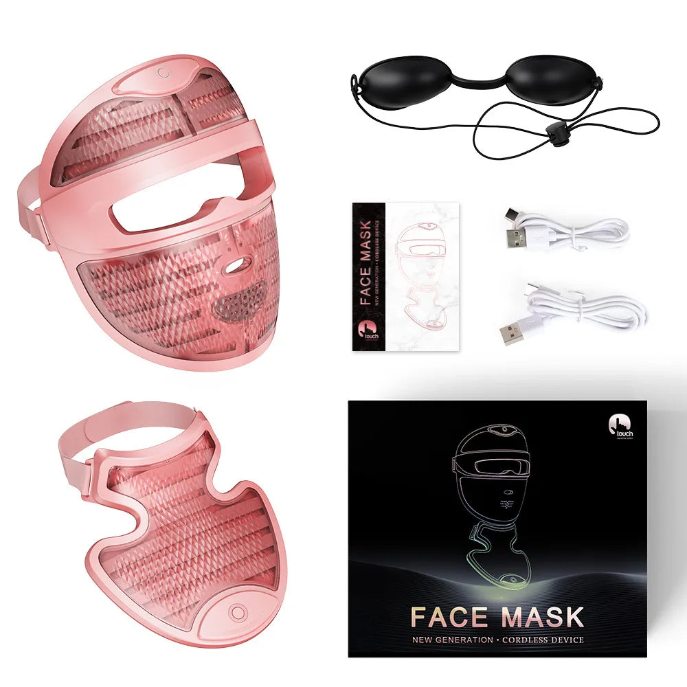 7-Color LED Light Therapy Face & Neck Mask — 672 LED Chips, Wireless
