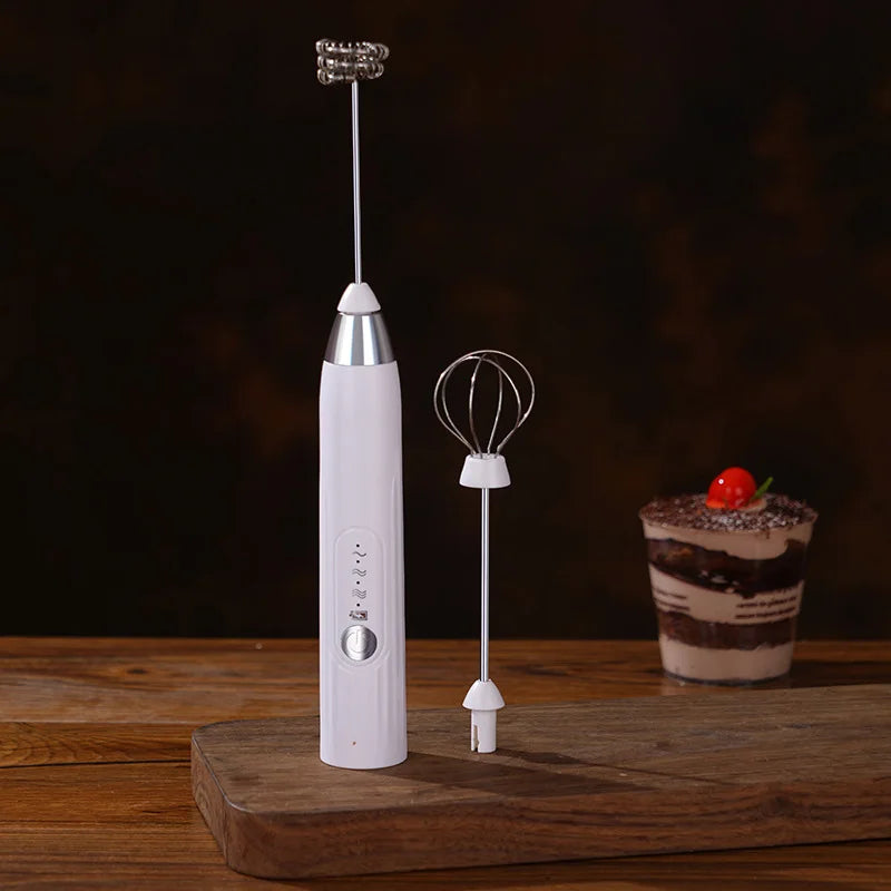 2-in-1 Electric Milk Frother & Egg Beater — USB Rechargeable, 3 Speeds