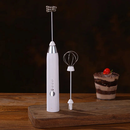 2-in-1 Electric Milk Frother & Egg Beater — USB Rechargeable, 3 Speeds