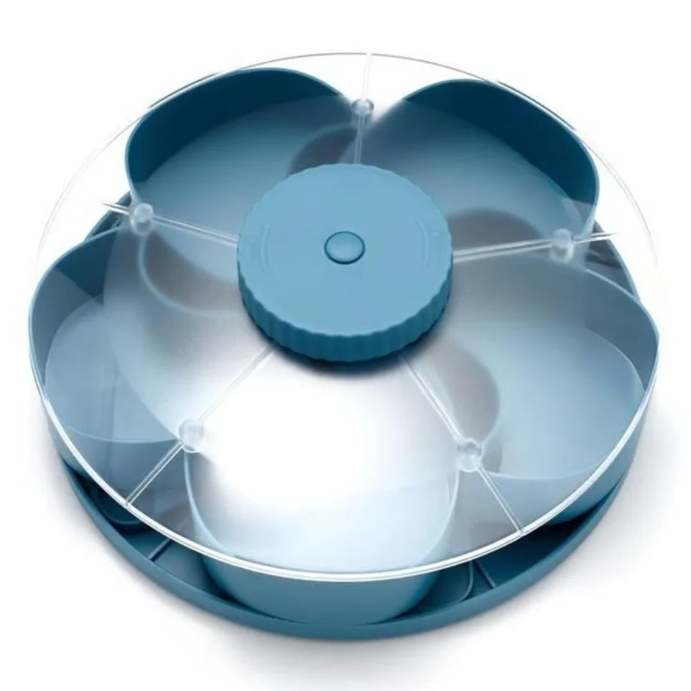 Rotating Snack Tray with Lid — 5-Compartment Lazy Susan for Parties & Entertaining