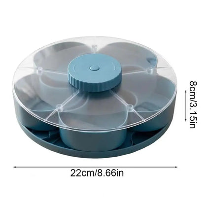 Rotating Snack Tray with Lid — 5-Compartment Lazy Susan for Parties & Entertaining