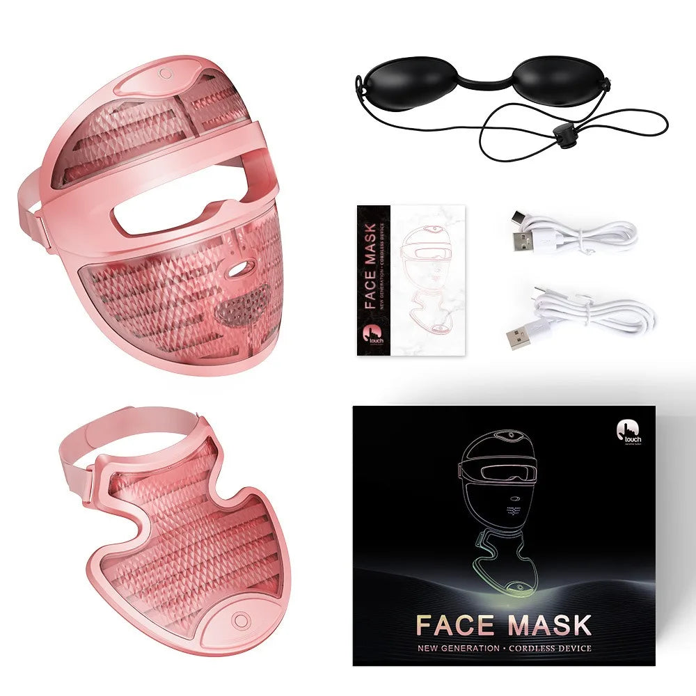 7-Color LED Light Therapy Face & Neck Mask — 672 LED Chips, Wireless