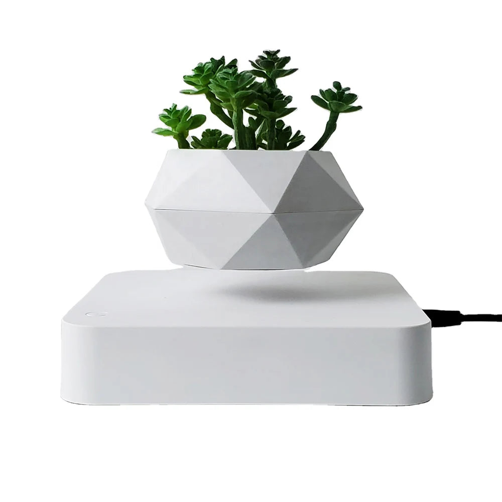 Magnetic Levitating Floating Planter — 360° Rotating Bonsai Pot, Desk & Home Decor