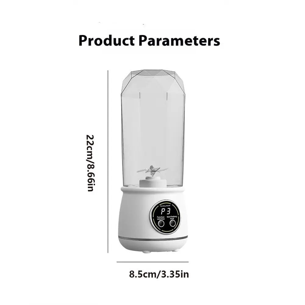 550ml Portable Wireless Blender — 10 Blades, USB-C, 3 Speed Digital Display