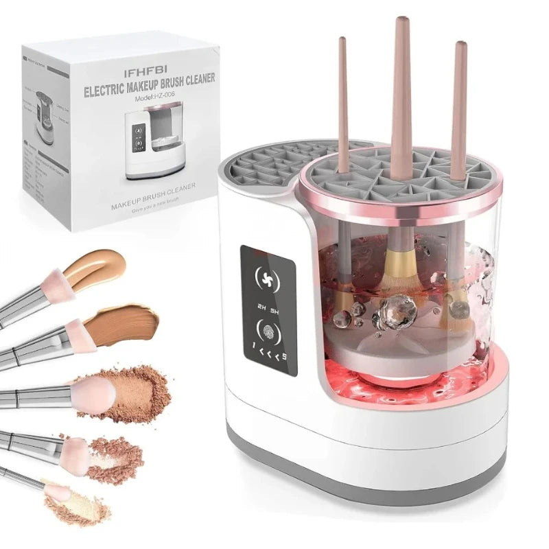 USB 3-in-1 Electric Makeup Brush Cleaner And Dryer Portable Deep Cleaning Beauty Brush Set - Compact Size for On-the-Go Care
