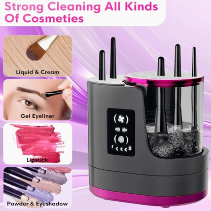 USB 3-in-1 Electric Makeup Brush Cleaner And Dryer Portable Deep Cleaning Beauty Brush Set - Compact Size for On-the-Go Care