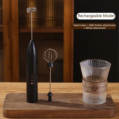 2-in-1 Electric Milk Frother & Egg Beater — USB Rechargeable, 3 Speeds