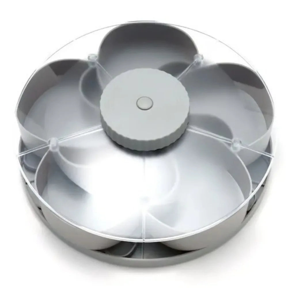 Rotating Snack Tray with Lid — 5-Compartment Lazy Susan for Parties & Entertaining