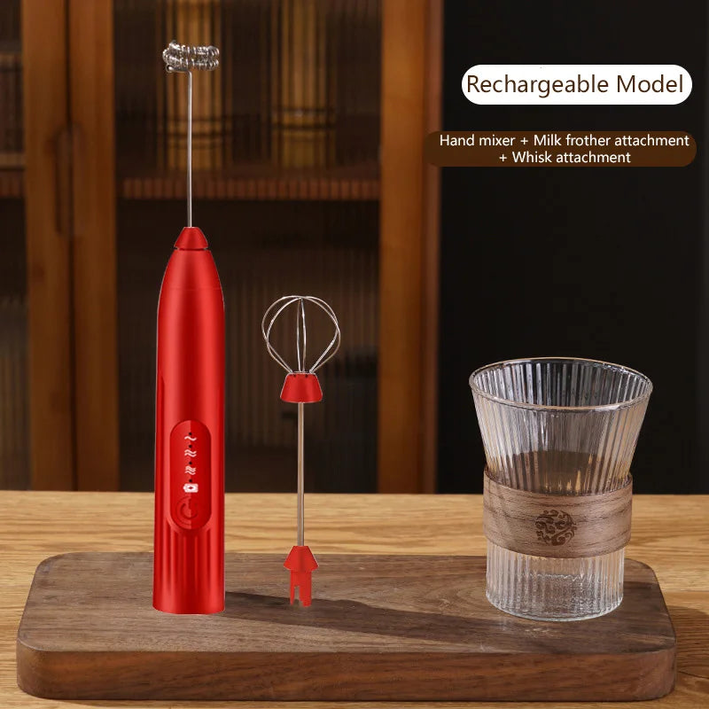 2-in-1 Electric Milk Frother & Egg Beater — USB Rechargeable, 3 Speeds